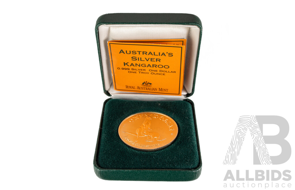 Australian RAM 1996 Silver One Dollar Coin, Australia's Silver Kangaroo, 'C' Mint Mark .999