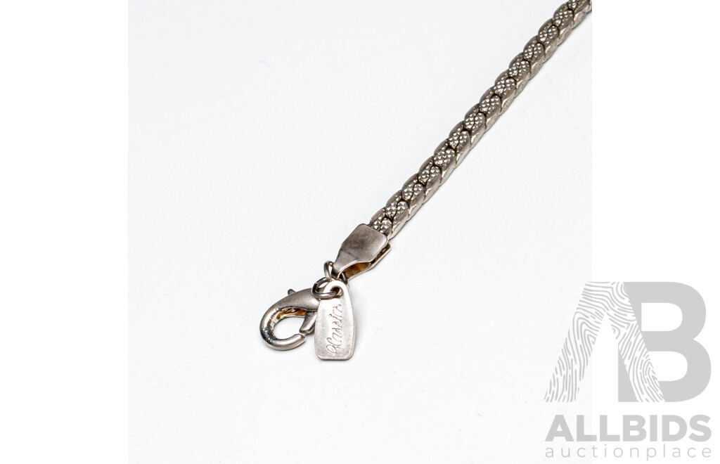 Silver Tone Fancy Curb Chain. Length - 46cms