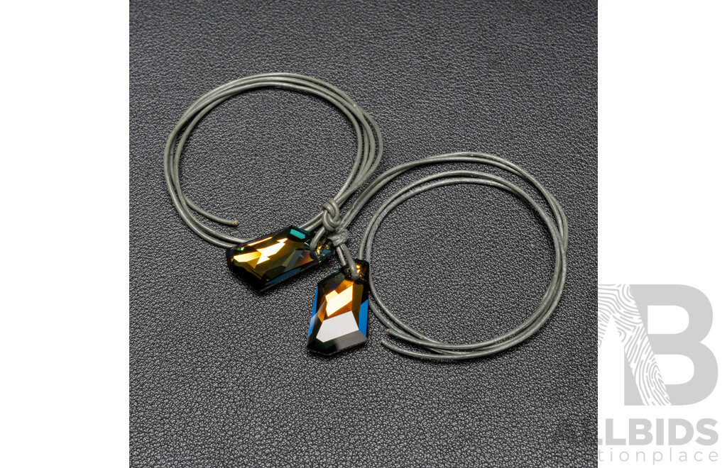 Golden Shadow Crystal Pendants by Swarovski - Lot of 2