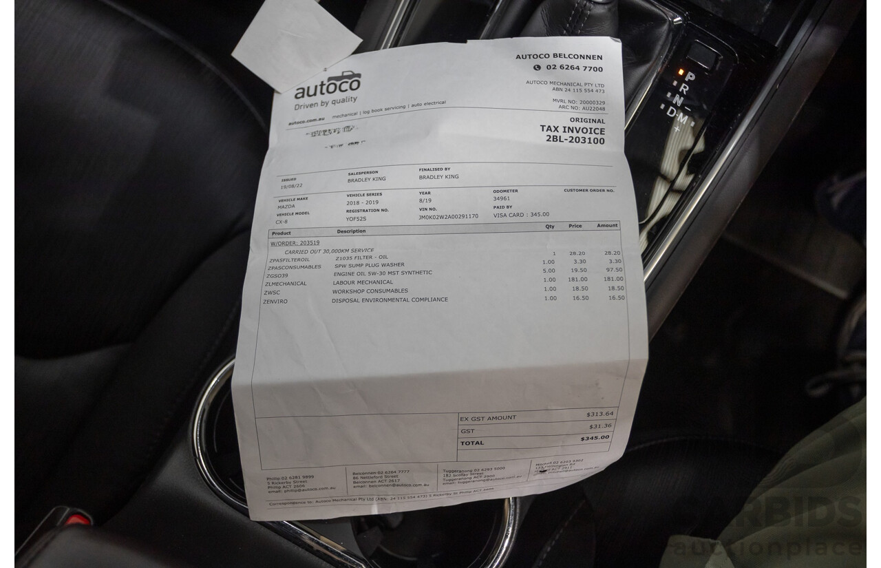 8/2019 Mazda CX-8 Sport FKG B 4d Wagon Machine Grey Metallic Turbo Diesel 2.2L - 7 Seater