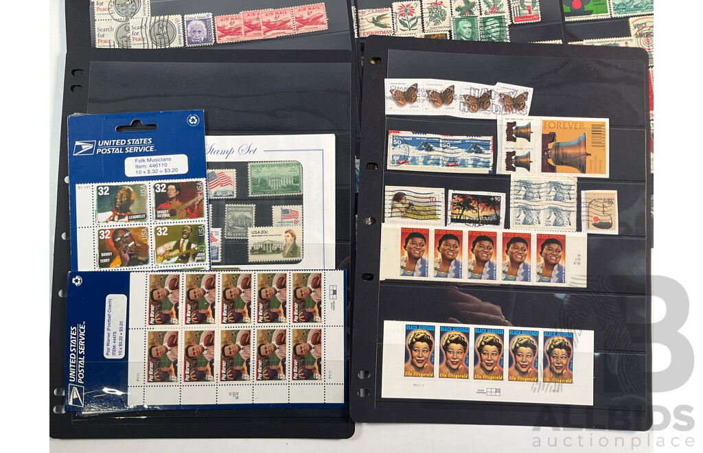 Collection of USA Stamps Spanning 1860's to 1990's Including,Wahington, Black Heritage, Perfin and Overprints