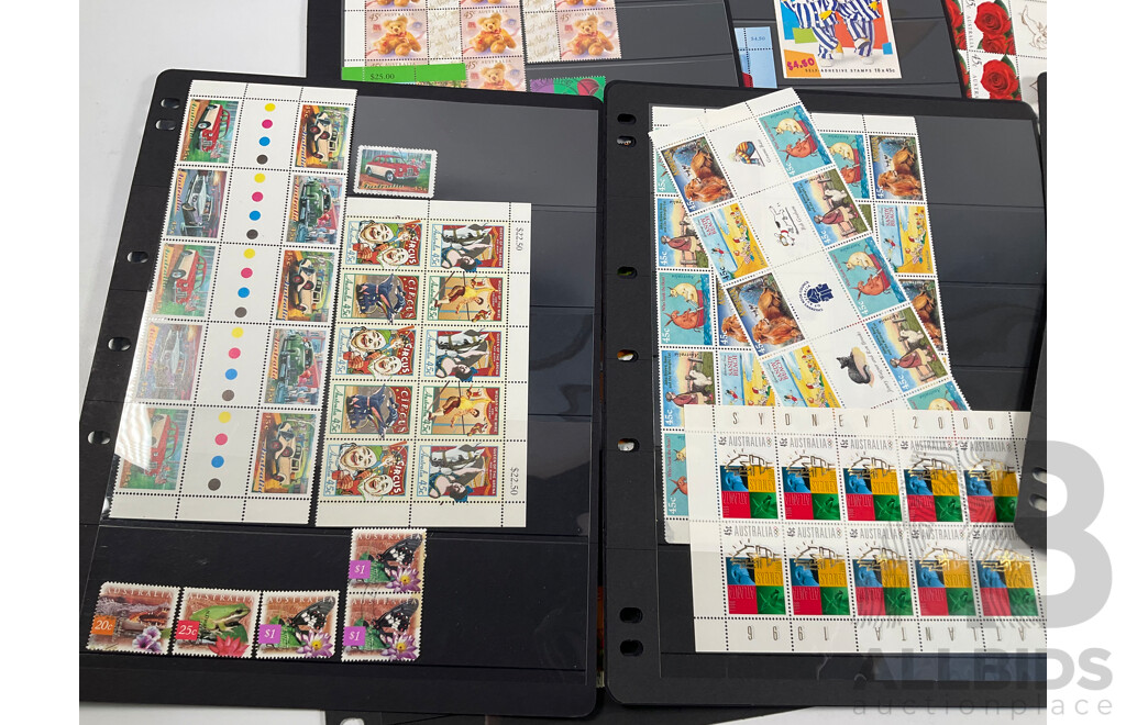 Collection of Australian Stamps, Mostly Mint Including Strips, Blocks, Gutters, Selvage, Packs, First Day Covers