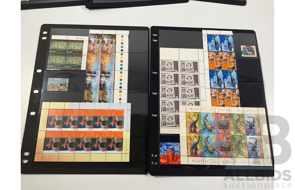 Collection of Australian Stamps, Mostly Mint Including Strips, Blocks, Gutters, Selvage, Packs, First Day Covers
