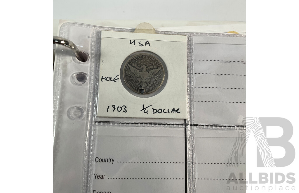 Album of American Coins Including One Cents, Five Cents, Dimes, Quarters, Half Dollars, One Dollars, Various Mints Including Commemorative Quarters, Examples Spanning 1920 to 2011, Some International