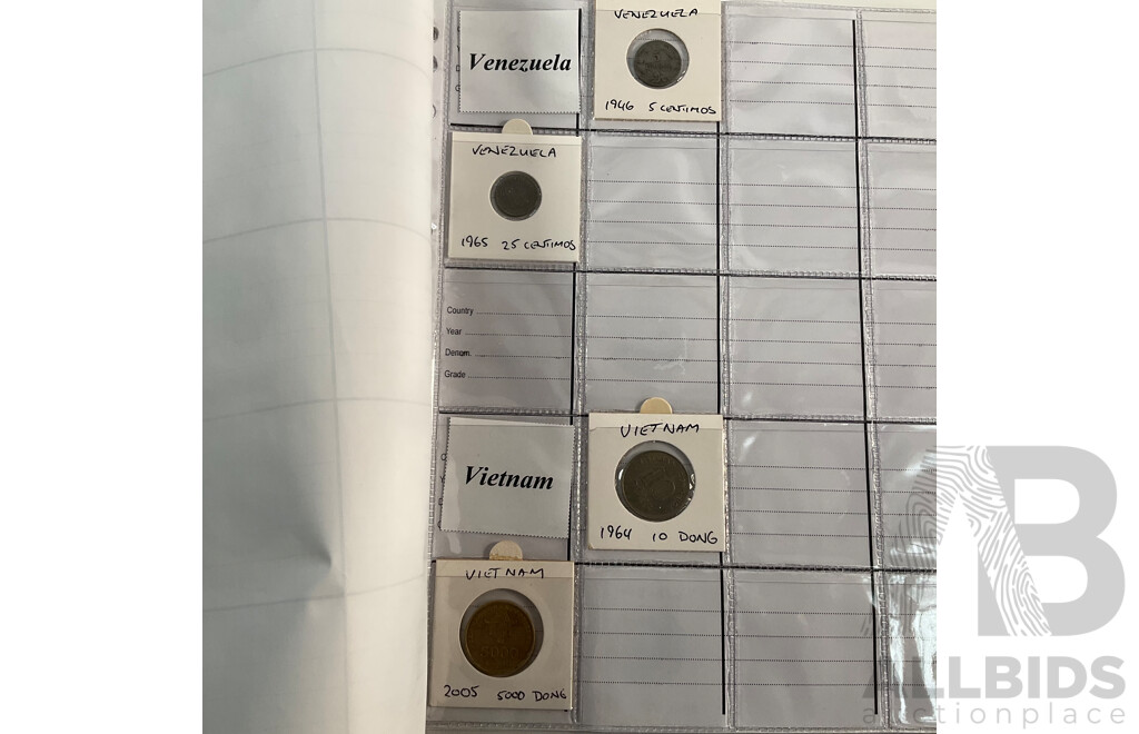 Album of American Coins Including One Cents, Five Cents, Dimes, Quarters, Half Dollars, One Dollars, Various Mints Including Commemorative Quarters, Examples Spanning 1920 to 2011, Some International