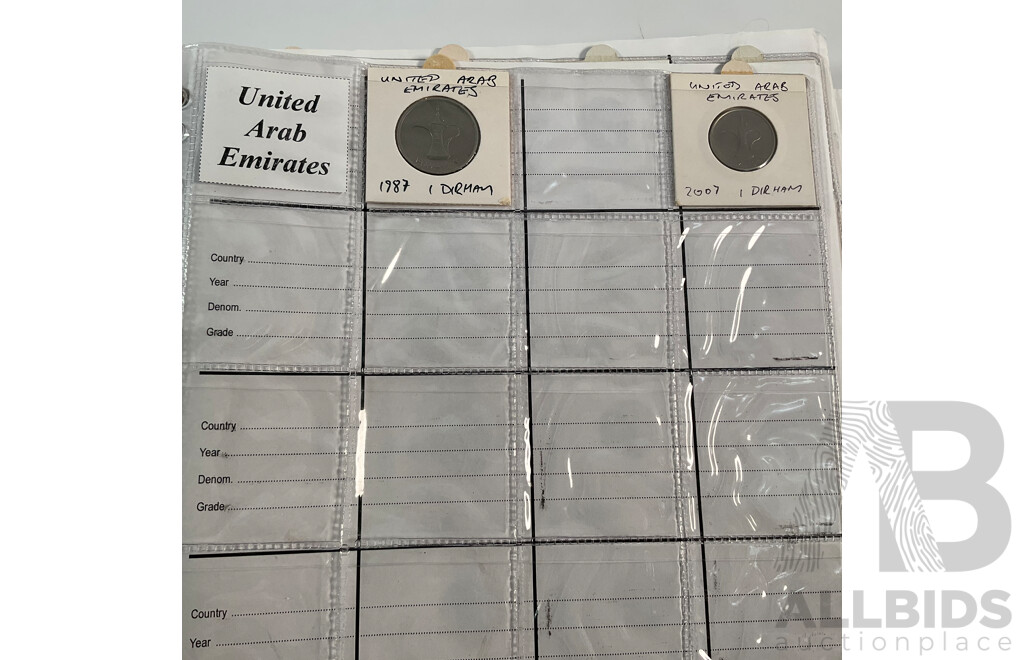 Album of American Coins Including One Cents, Five Cents, Dimes, Quarters, Half Dollars, One Dollars, Various Mints Including Commemorative Quarters, Examples Spanning 1920 to 2011, Some International