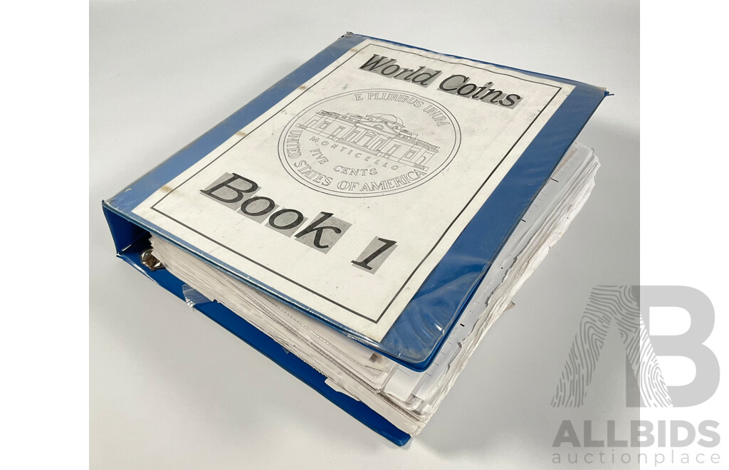 Album of International Coins in Alphabetical Order Including Argentina, Bahamas, Barbados, Brazil, Canada, China, East Africa, Egypt, Fiji, Ghana, Hong Kong, India, Indonesia, Israel, Japan, Kenya, Macau and More