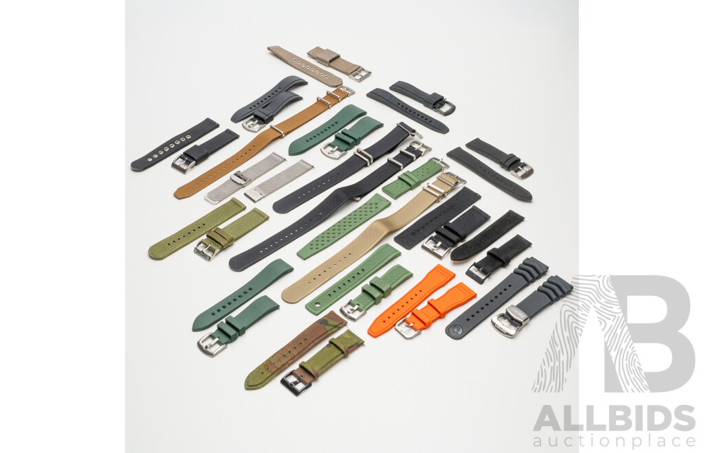 Lot of 20 Assorted Watch Straps, 20 & 22mm