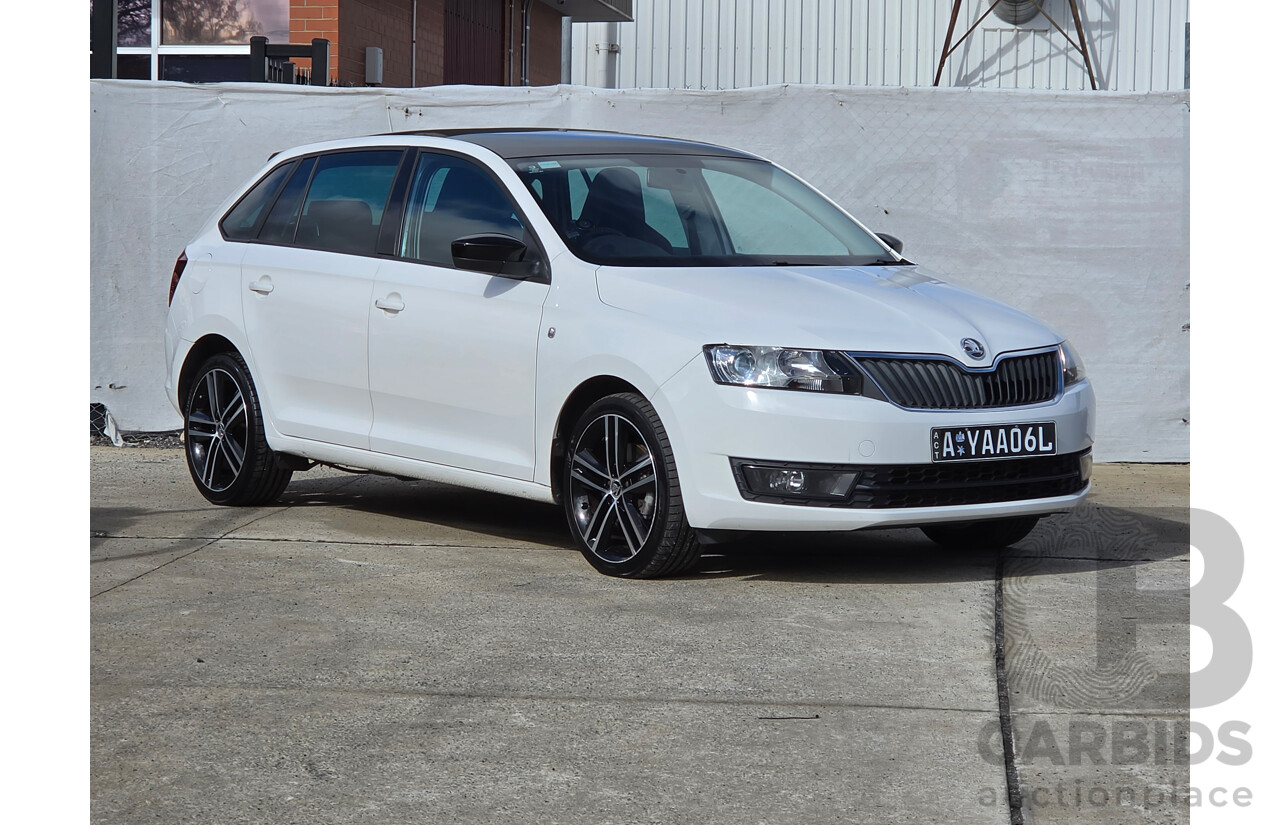 08/2014 Skoda Rapid Spaceback Elegance 90 TSI NH 4D Wagon White Turbo 1.4L