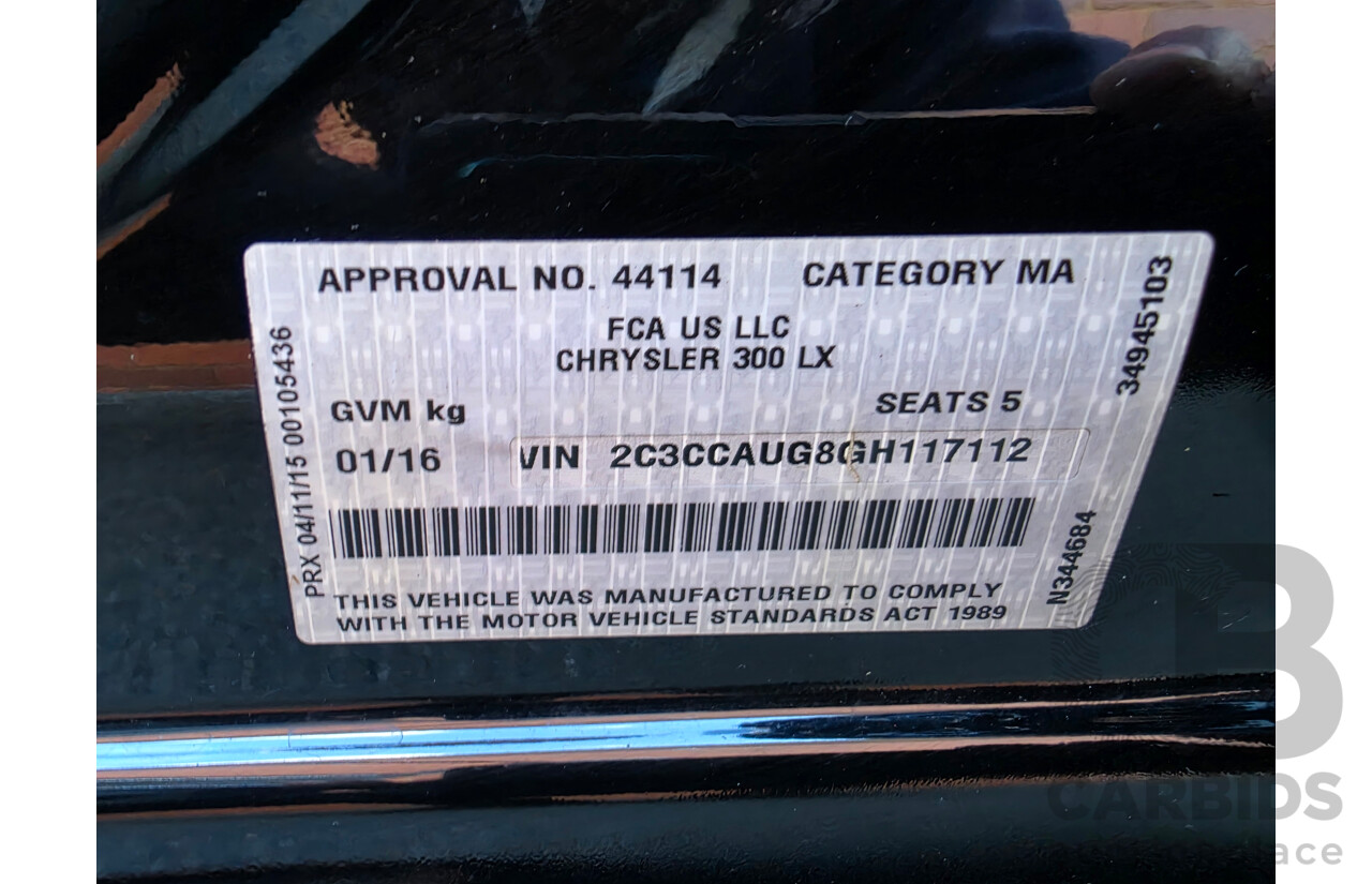 01/2016 Chrysler 300 C MY16 4D Sedan Black 3.6L