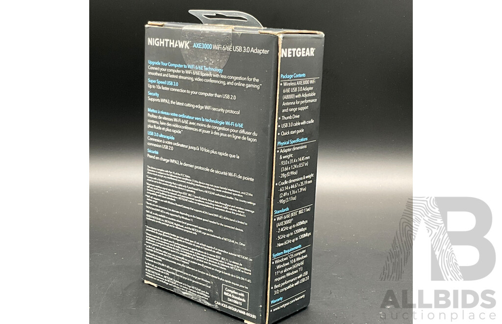 NETGEAR Nighthawk (AXE3000 / A8000) Wifi 6E USB 3.0 Adapter