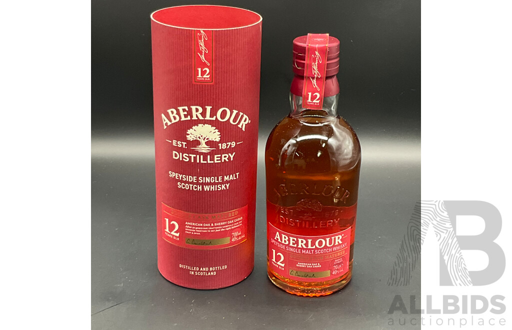 APEROL 700ml, ABERLOUR Scotch 12 Years Old Whisky 700ml - Lot of 2