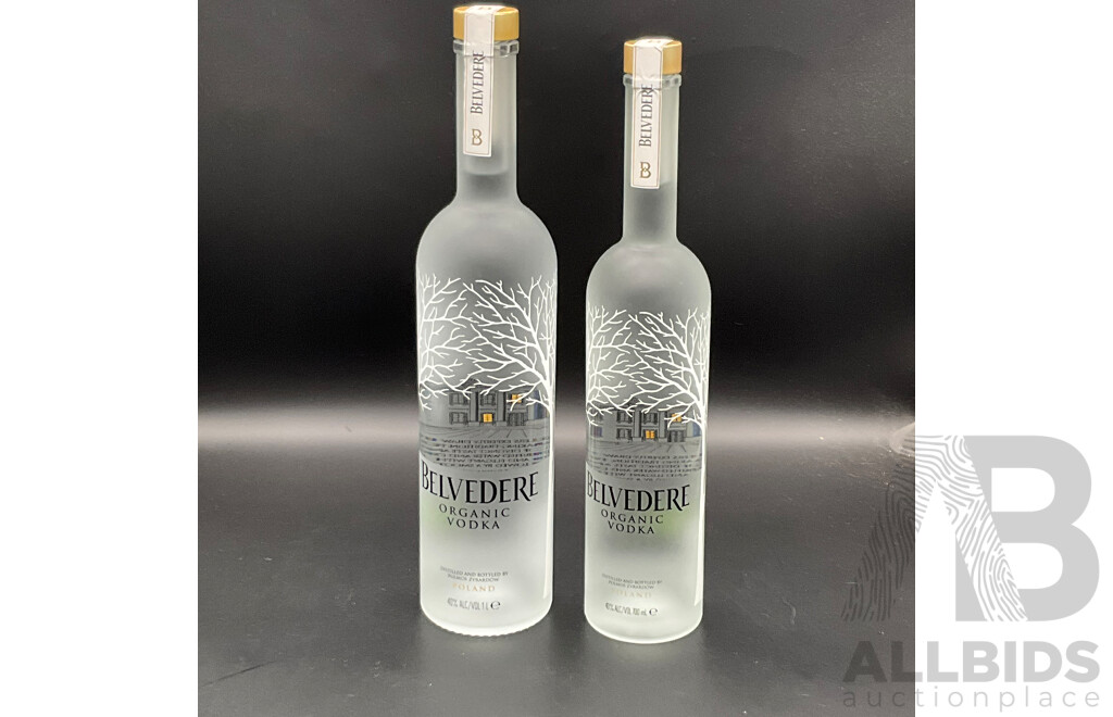 BELVEDERE Oraganic Vodka 1000ml and 700ml - Lot of 2