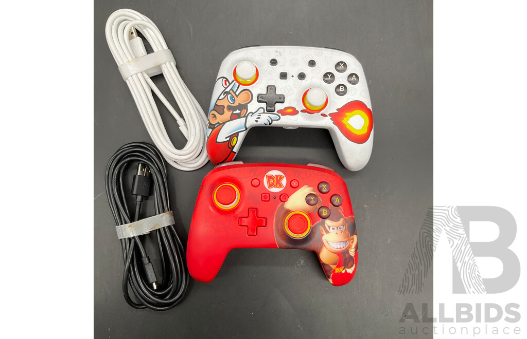 NINTENDO Switch MARIO Fireball and Donkey Kong Wired Controller - Lot of 2