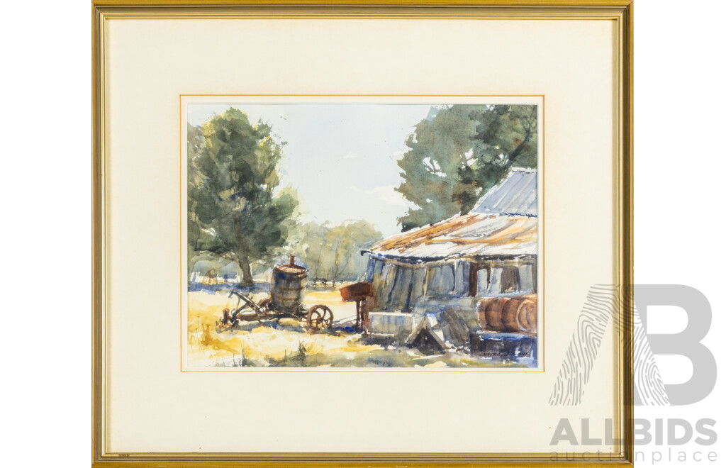 Maurie Malone, (20th Century), History and the Noon-Day Sun, Vintage Watercolour on Card, 48H x 56W cm (frame)
