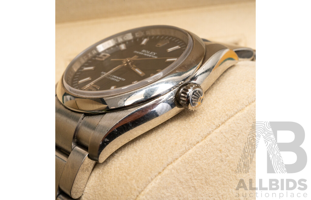 Rolex Oyster Perpetual 34 Blue Face Superlative Chronometer Automatic & Hand Wind Movement, Model - 114200