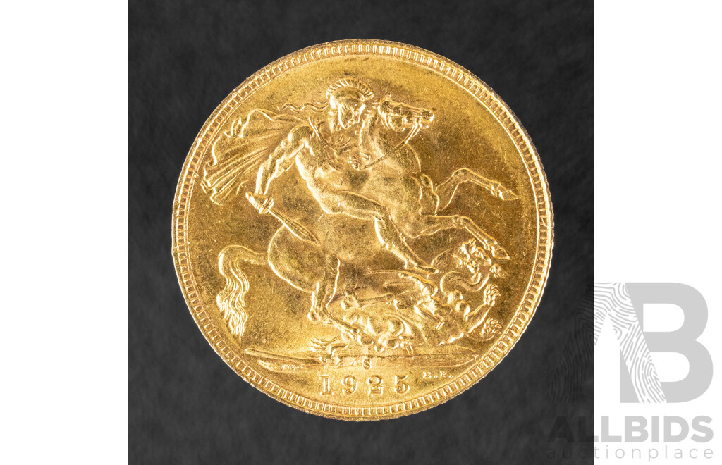 Australian 1925 KGV Gold Sovereign, Sydney Mint, High Grade .917