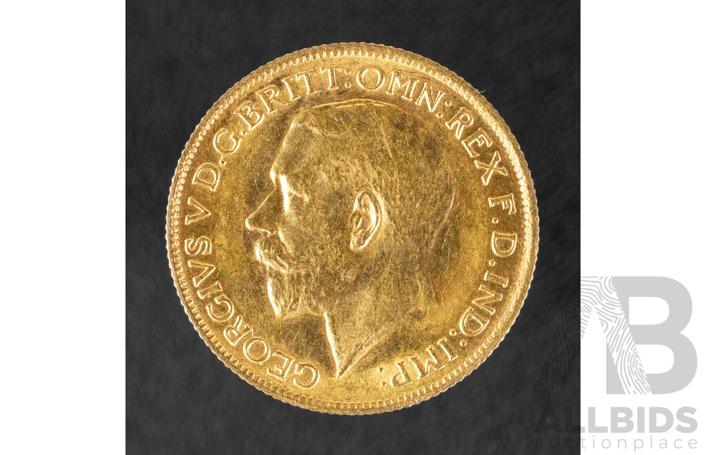 Australian 1925 KGV Gold Sovereign, Sydney Mint, High Grade .917