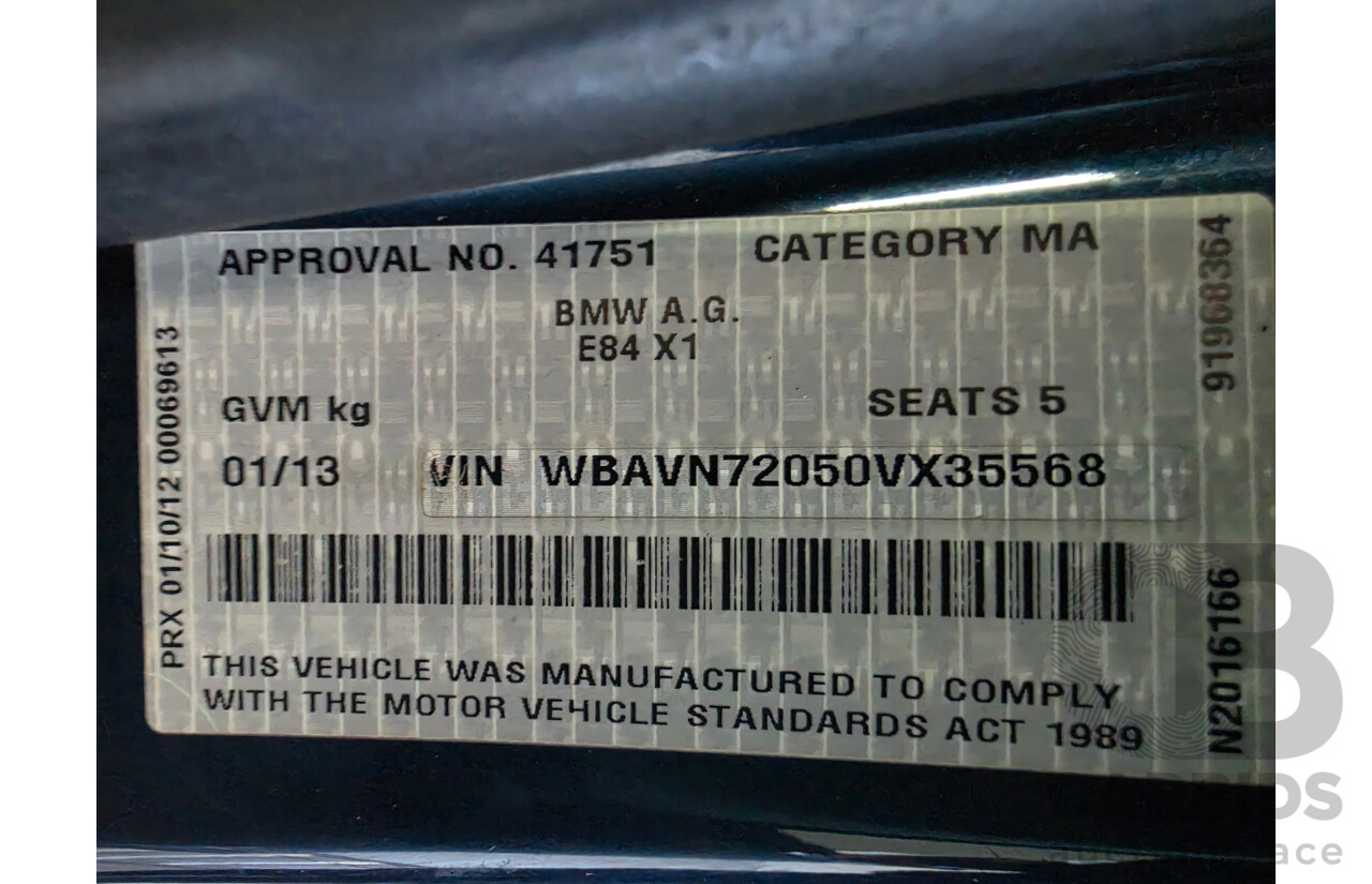 01/2013 BMW X1 Sdrive 18D E84 MY13 4D Wagon Blue Turbo Diesel 2.0L