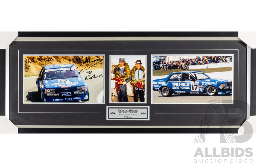 Framed Signed Photo Montage of Bathurst Winner's Dick Johnson and John French 1981