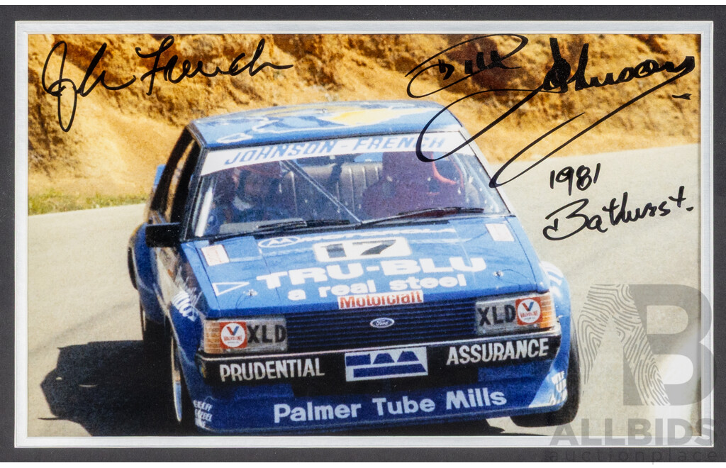 Framed Signed Photo Montage of Bathurst Winner's Dick Johnson and John French 1981