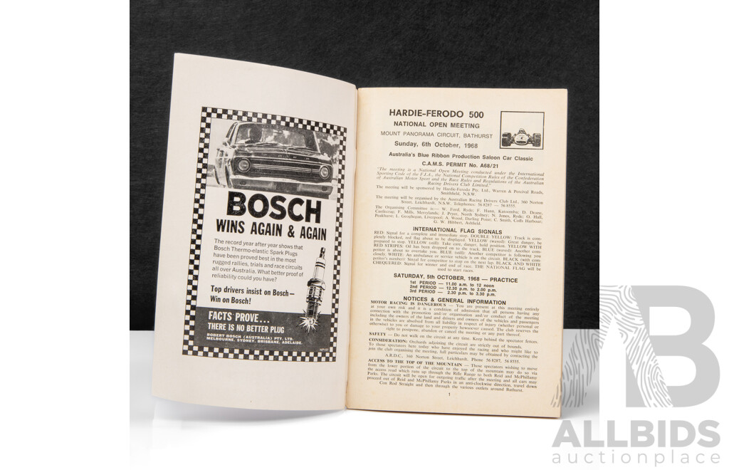 Original Hardie-Ferodo 500 Race Program 1968