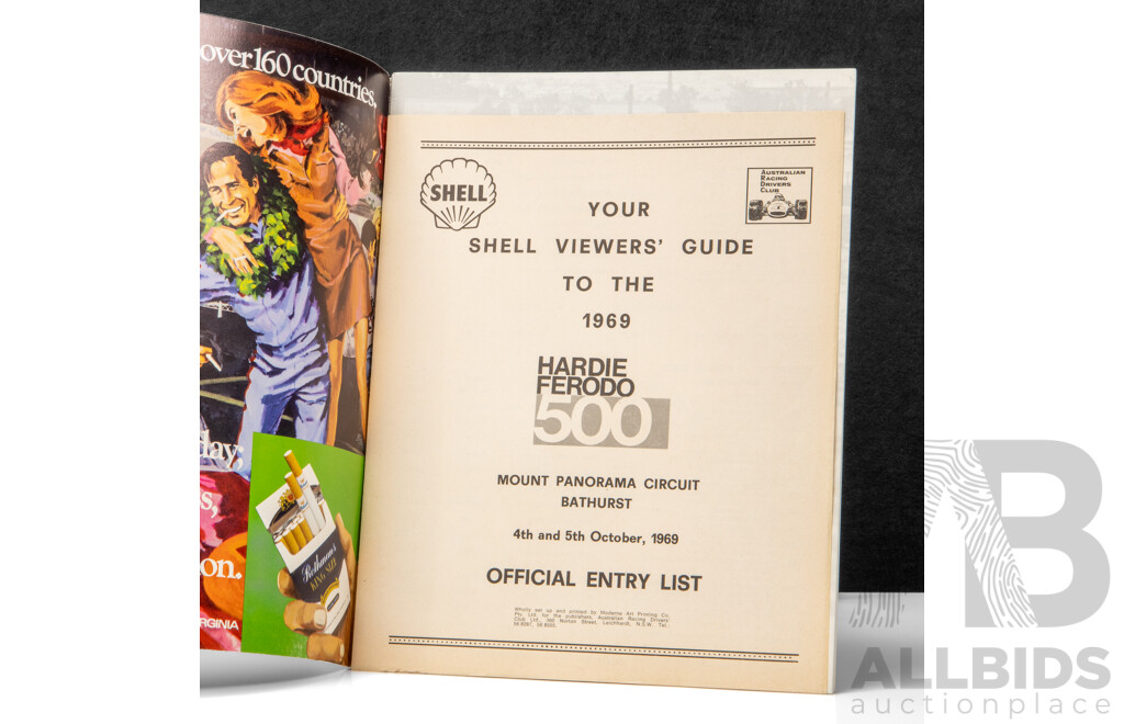 Signed Official Hardie-Ferodo 500 1969 Race Program