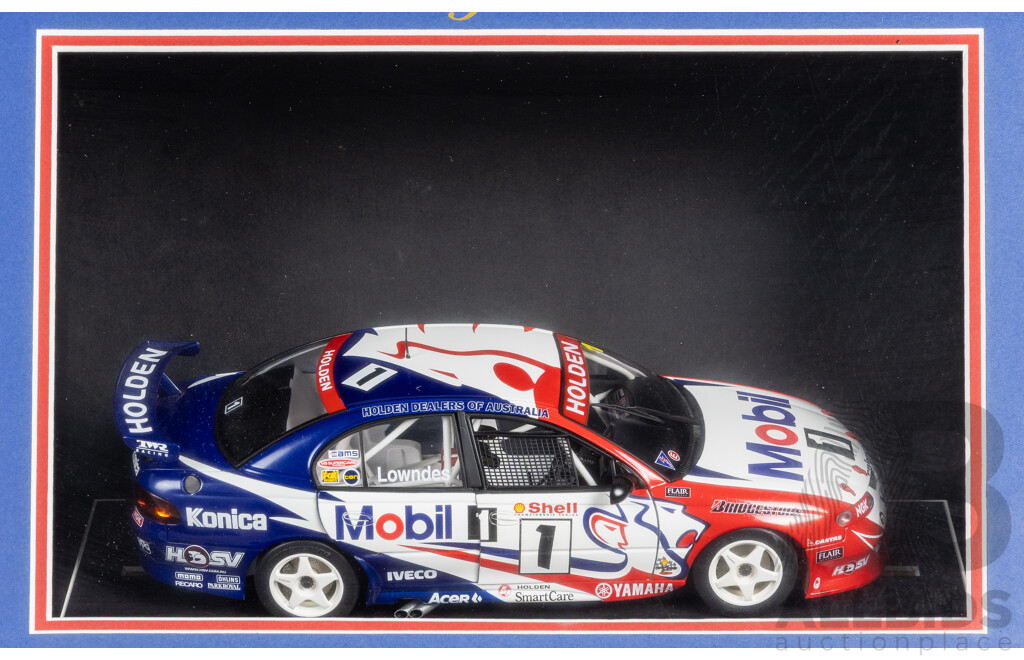 Framed Craig Lowndes 1999 Championship Winner Signed Race Piston, AUTOart 1:18 Model Car & Photo