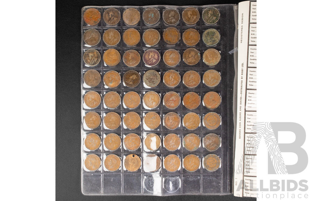 Fifty six Australian KGVI Half pennies.