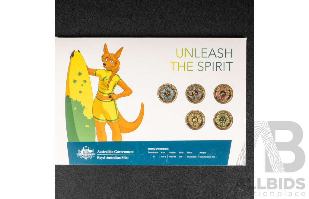 Five Australian RAM Coloured Two Dollar Coins, Seven 2022 Coins