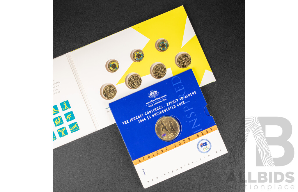 Australian RAM Five Dollar Coin, Sydney to Athens and 2022 Commonwealth Games Coin Set