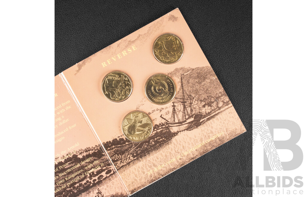 Australian RAM UNC One Dollar coins, 1984,1985,1986,1988
