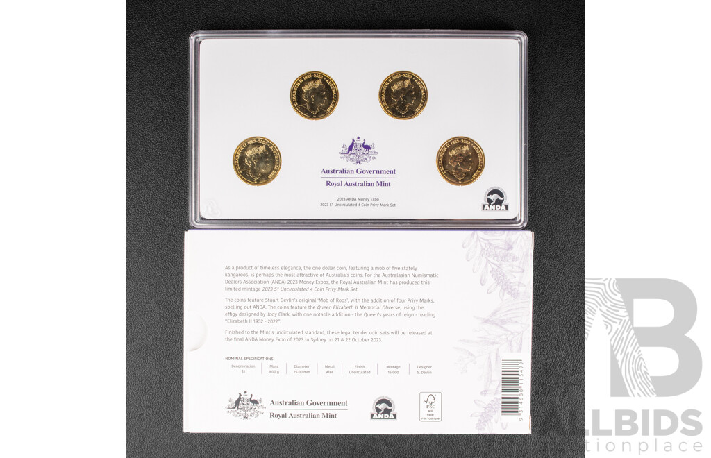 Australian RAM 2023 Four One Dollar Coin Set, ANDA