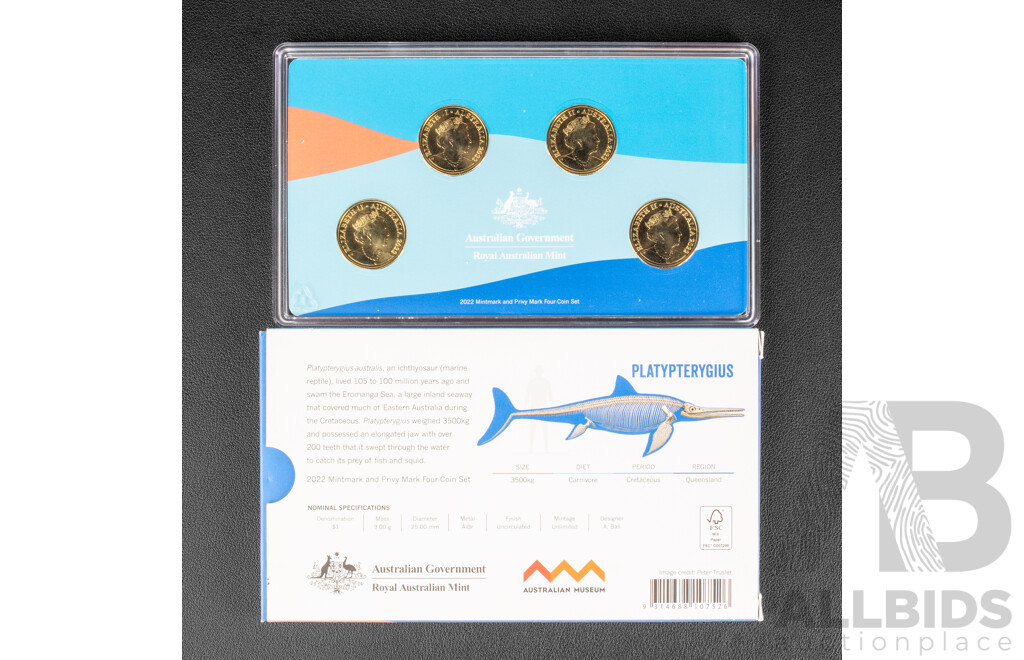 Australian RAM Dinosaurs Down Under. four coin set.