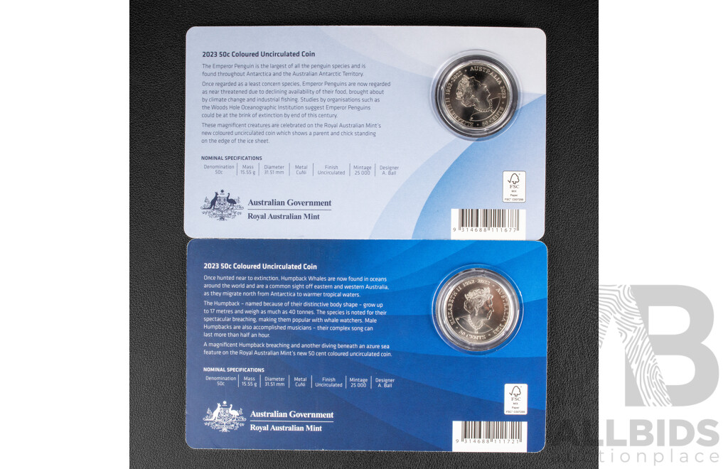 Australian RAM Antarctic coloured Fifty Cent Coins