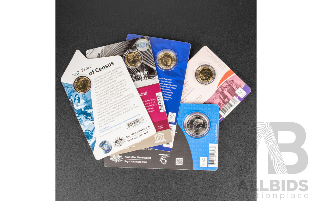 Five Australian RAM Commemorative coins, Fifty Cent, Four One Dollar
