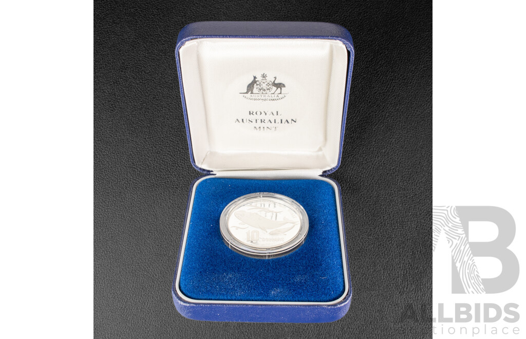 Australian RAM 1996 Piedfort Silver Ten Dollar Coin, Southern Whale .925