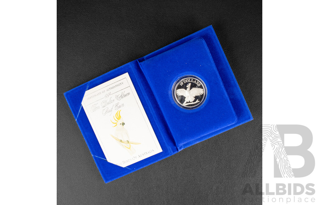 Australian RAM 1990 Silver Ten Dollar Coin, Birds of Australia, Cockatoo .925