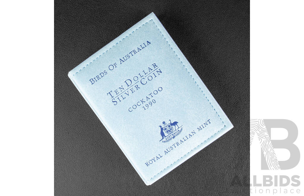 Australian RAM 1990 Silver Ten Dollar Coin, Birds of Australia, Cockatoo .925