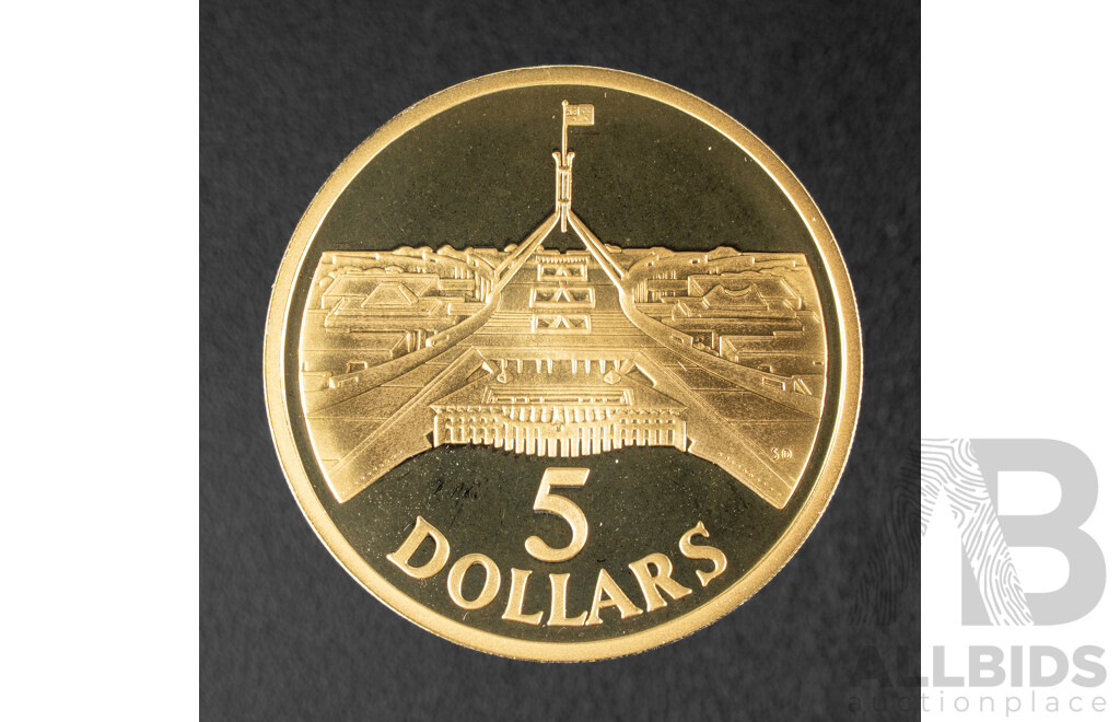 Australian RAM 1988 Proof Five Dollar Coin, New Parliament House