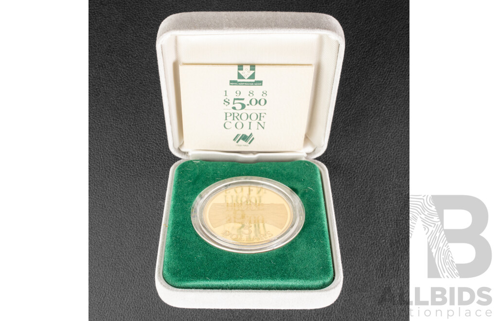 Australian RAM 1988 Proof Five Dollar Coin, New Parliament House