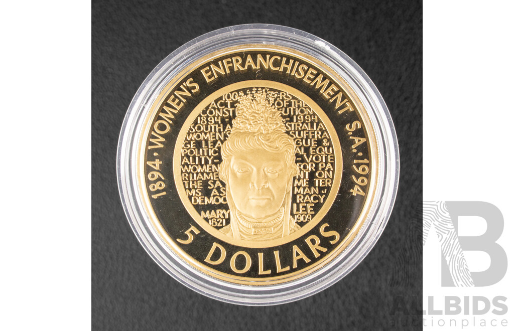 Australian RAM 1994 RAM Proof Five Dollar Coin, Enfranchisement Women SA
