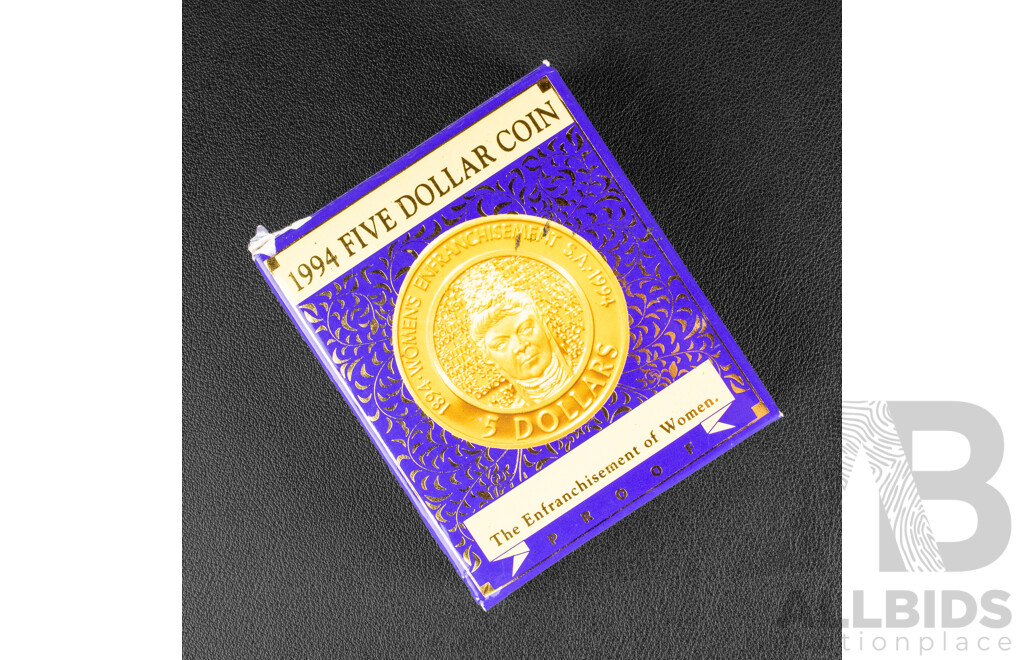 Australian RAM 1994 RAM Proof Five Dollar Coin, Enfranchisement Women SA