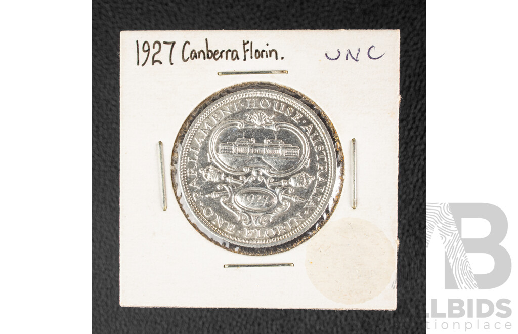 Australian 1927 KGV Silver Florin, Canberra .925