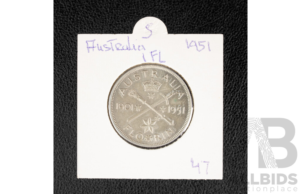 Australian 1951 UNC Silver Florin, Federation
