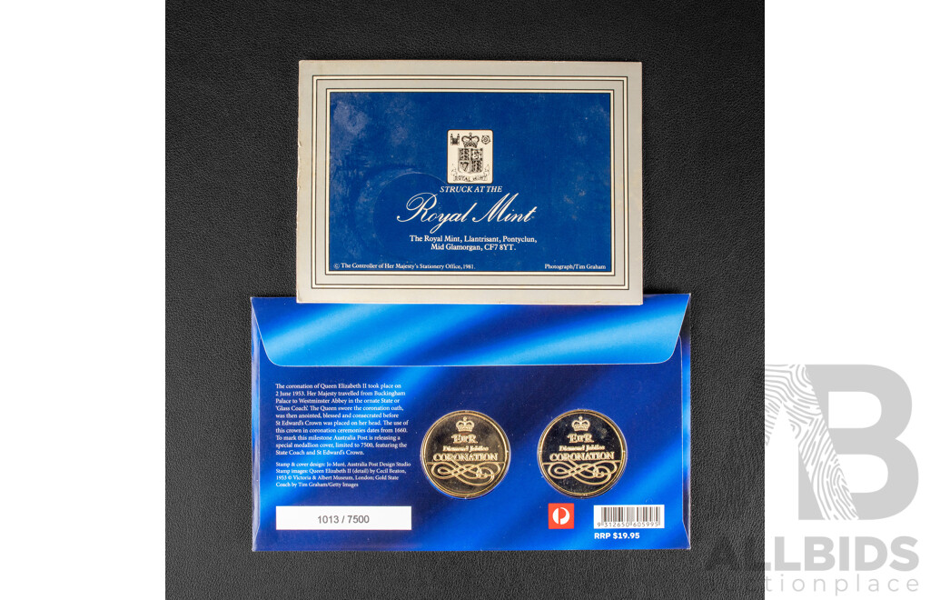 Australian 2013 Diamond Jubilee QE2 Coronation medallions. 1981 RM crown, Royal Wedding.