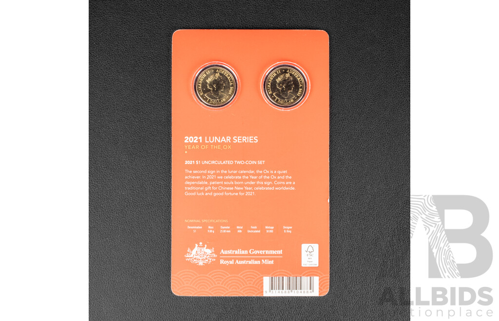 Australian RAM 2021 One Dollar Coins Lunar Series