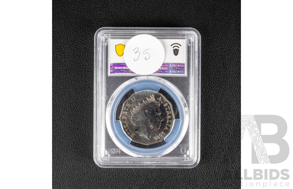 Australian 2006 Fifty Cent Coin, QE2 80th Bitthday. PCGS Grade MS67 GEM