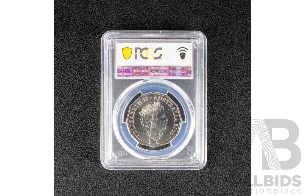 Australian 2020 Coloured Fifty Cent Coin coin. Super Cars BF Falcon.PCGS Grade MS 68 GEM cs