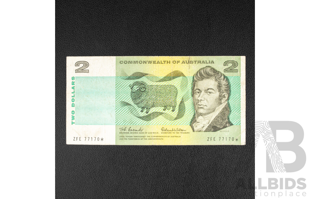 Australian 1966 Two Dollar Star Note Coombs/Wilson, ZFE 77170